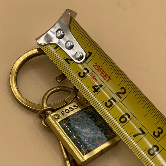 Fossil Gold Keychain with Geometric Lock Charm - Picture 3 of 3